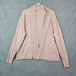 Essentials Milano Womens XL Blush Pink Open Front Shawl Collar Cardigan Sweater